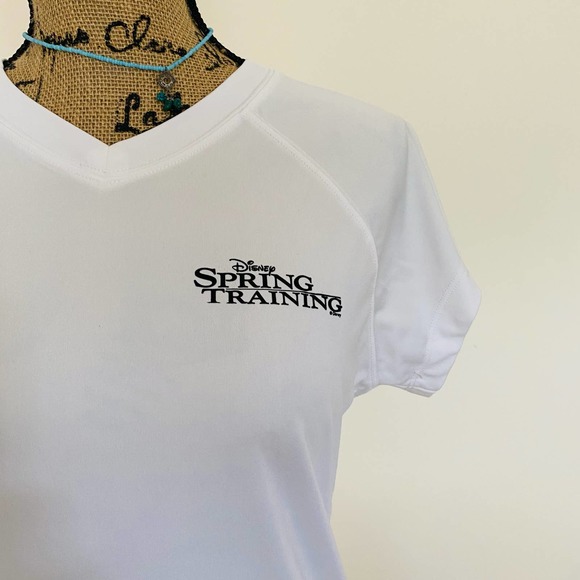 Champion Disney Spring Training White Double Dry Fit V Neck Tee Shirt Sz Medium - Picture 2 of 5